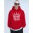 Men'S Casual King Crown Print Hoodie, 100% Polyester Long Sleeve Sweatshirt, Winter Knit Fabric with Slight Stretch, Regular Fit Hooded Top, 200g/m² - Trendy American Style Clothing Gift