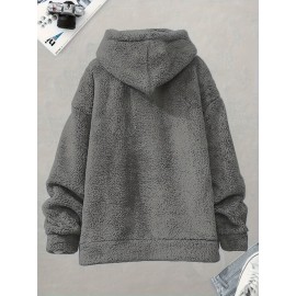 [Cozy Fleece Hoodie] Soft, Warm Men's Cozy Fleece Hoodie with Kangaroo Pocket | Beige Pullover for Fall/Winter, Casual Long Sleeve Sweatshirt with Elastic Cuffs | Plush Texture, Perfect for Outdoor or Indoor Wear, Winter Apparel