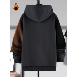 Comfortable Polyester Men's Casual Loose Fit Hoodie, Adjustable Drawstring Fashionable Hooded Sweatshirt For Fall And Winter