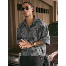 Men's Non-Stretch Button-Up Shirt - Loose Fit Streetwear Blouse, Machine Washable Formal Casual Outfits for Everyday & Special Events