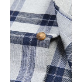 Men's Heavy-Duty Plaid Long Sleeve Dress Shirt - Winter Warmth Collar & Chest Pocket Button, Blue/White/Black/Brown Checkered Pattern, Loose Fit Casual & Formal Button-Up Coat Jacket-like Blazer (Machine Washable)