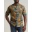 FORTEI Men's Traditional Chinese Tang Suit Short Sleeve Shirt - Lightweight, Light Beige-Friendly Polyester Blend with Intricate Floral Print, Button-Up Collar Design for Casual Summer Wear