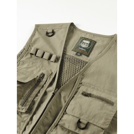 Men's Custom Logo Tactical Vest with ized Logo Printing - Heavy-Duty Multi-Pocket -Grade Vests for Outdoor,, - All-Season Wear (, MOLLE System Compatible, Durable Vest) - Add Your Logo