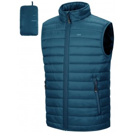 [Windproof Vest] Lightweight High Quality 33,000ft Men's Windproof Insulated Vest | Packable Stand Collar Sleeveless Jacket for Golf Running Tennis, Machine Washable Nylon-Lined Winter Outerwear, Casual Winter Wear