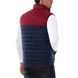 [Windproof Vest] Lightweight High Quality 33,000ft Men's Windproof Insulated Vest | Packable Stand Collar Sleeveless Jacket for Golf Running Tennis, Machine Washable Nylon-Lined Winter Outerwear, Casual Winter Wear