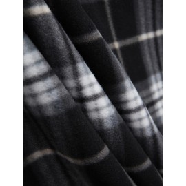 Men's Sherpa-Lined Full-Zip Hooded Jacket - Plaid Flannel Winter Coat with Turquoise/Black/White/Gray Plaid, Machine Washable, Full-Zip Front & Pockets - Casual Outdoor & Everyday Cold Weather Outerwear (Regular Fit)