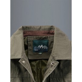 [Lightweight Jacket] Lightweight Nylon Men's Casual Work Jacket | 100% Nylon, 600 Grams, Multi-Pocket Button Design, Machine Washable, Suitable for Outdoor Use in Spring And Autumn with a Collar