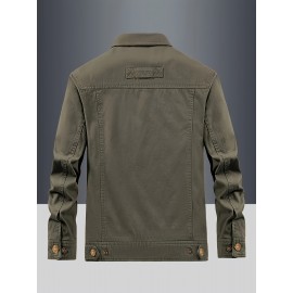 [Lightweight Jacket] Lightweight Nylon Men's Casual Work Jacket | 100% Nylon, 600 Grams, Multi-Pocket Button Design, Machine Washable, Suitable for Outdoor Use in Spring And Autumn with a Collar