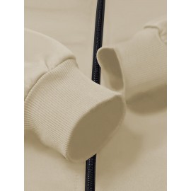 Slim Fit Men's Polyester Athletic Print Design Zip-Up Jacket Casual Stand Collar Fall Winter Coat