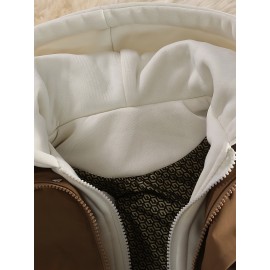 Men'S Hooded Vest - Thickened Warm Sleeveless Jacket with Zipper Closure, Red & Color Block Design, Polyester Lining, Casual Style for Cold Weather, Unisex Couple'S Outerwear, Multiple Colors Available, Winter Vest, Cold Weather Apparel