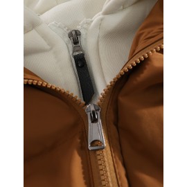 Men'S Hooded Vest - Thickened Warm Sleeveless Jacket with Zipper Closure, Red & Color Block Design, Polyester Lining, Casual Style for Cold Weather, Unisex Couple'S Outerwear, Multiple Colors Available, Winter Vest, Cold Weather Apparel