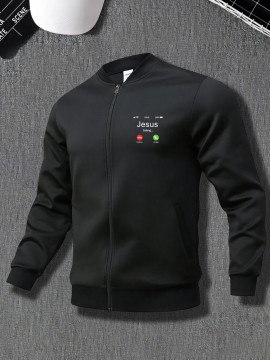 Men's Casual Zip-Up Jacket with Stand Collar - 